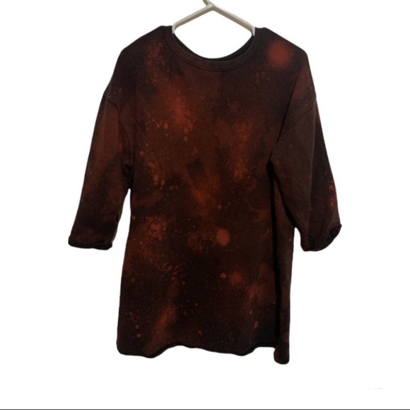 4/$20 Oversized 3/4 sleeve long sweatshirt reverse tye die black brown orange - Picture 1 of 6